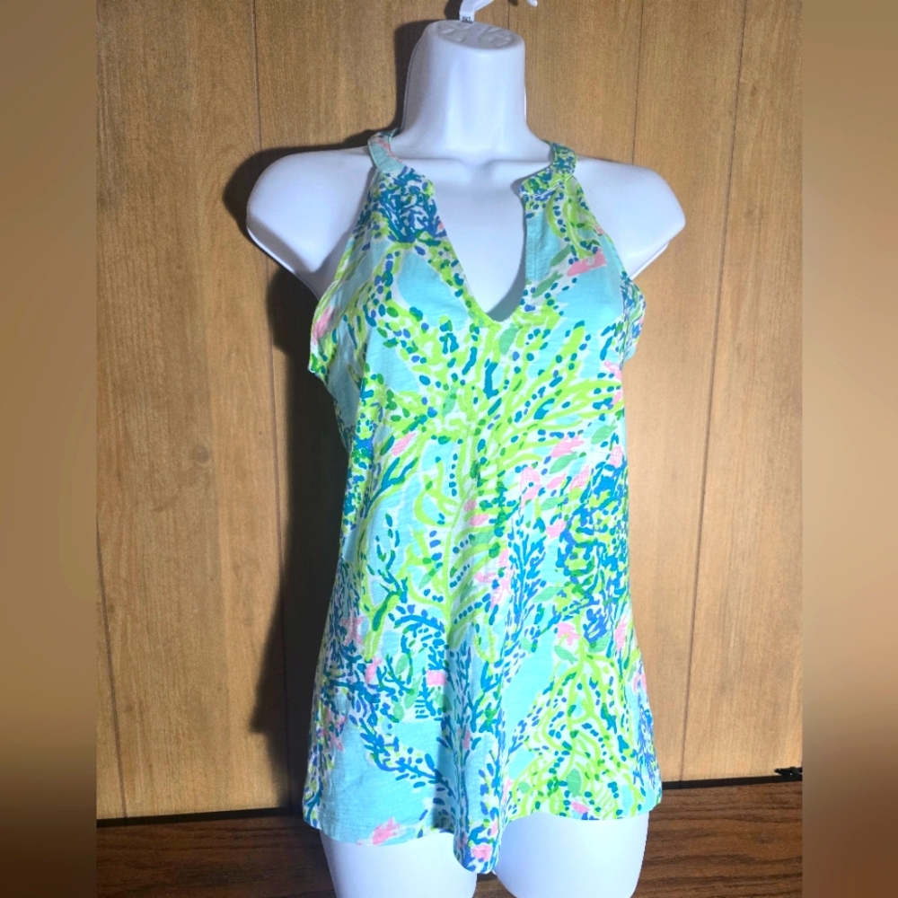 Lilly Pulitzer Ladys Sleeveless Top with Tropical Bright Print XS